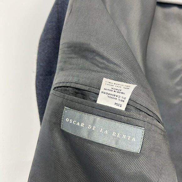 Oscar De La Renta Blazer Jacket Men’s Size 46R Blue Windowpane Sport Coat Wool - Picture 4 of 12